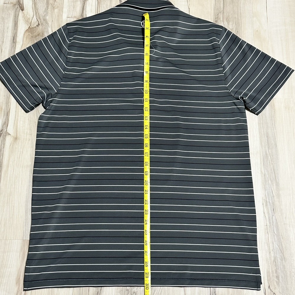 G/FORE Men's L Golfing Athletic Polo Golf Shirt Stretch Gray Striped - Picture 6 of 6